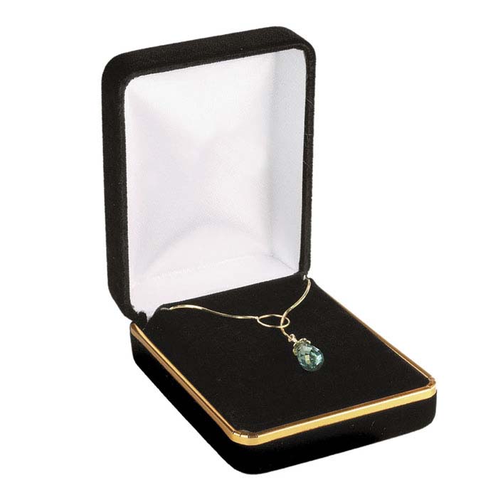 Black Velveteen Gold-Rimmed Pendant or Earring Gift Box