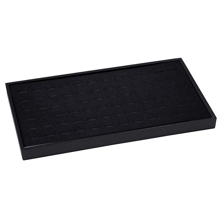 Black Textured-Paper Full-Size Tray with Velour-Flocked 72-Ring Insert