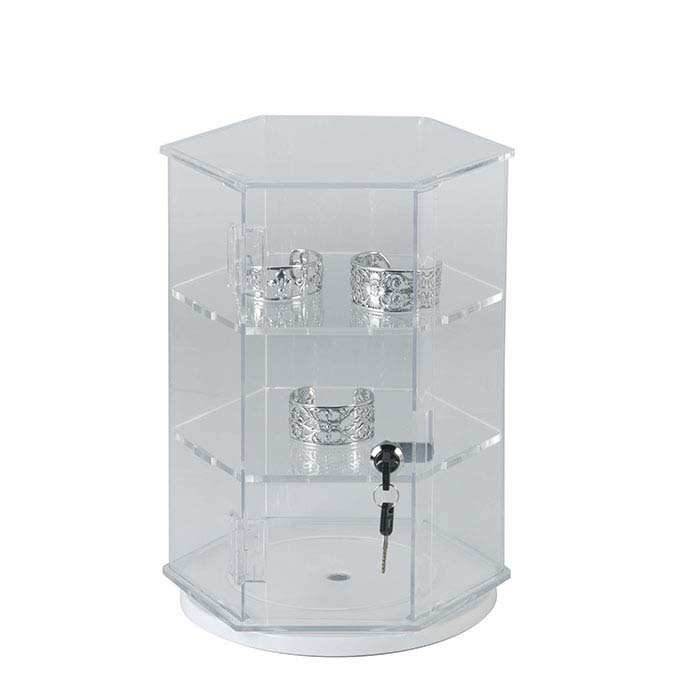 Clear Acrylic Lockable Rotating Display Case