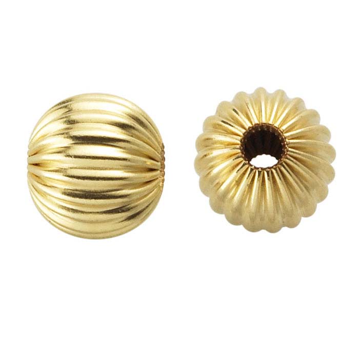14/20 Yellow Gold-Filled Corrugated Round Beads