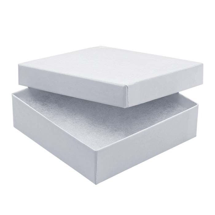 White Glossy PaperCovered 31/2"W x 31/2"D x 1"H Gift Box