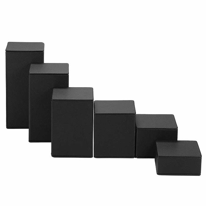 Black Faux Leather Square Block Riser Display Set