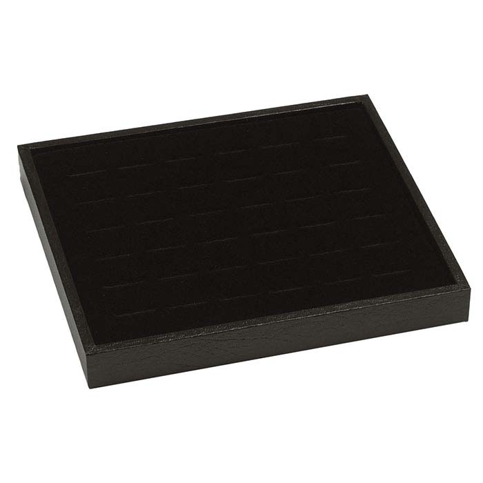 Black TexturedPaper Tray with VelourFlocked 24Ring Insert