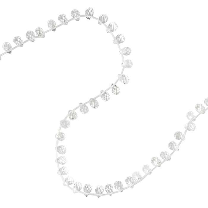 Crystal Quartz 10 x 7mm Teardrop Briolette Bead Strand