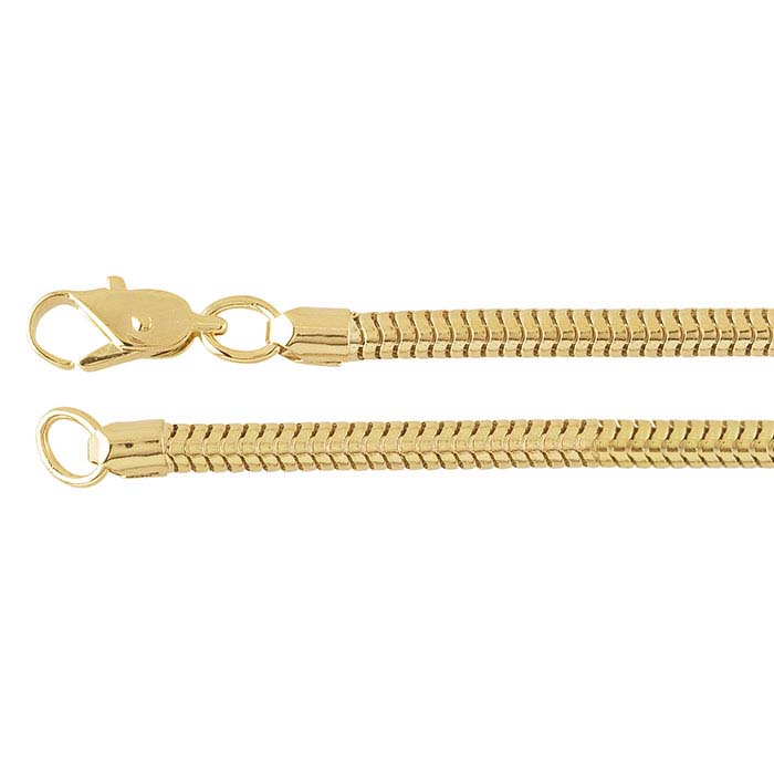 Brass Yellow Gold-Plated 3mm Unseamed Snake Chain