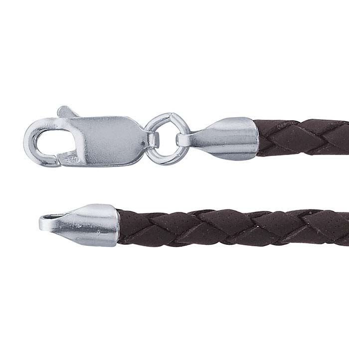 Brown Leather Braided Cords with Sterling Silver Clasps