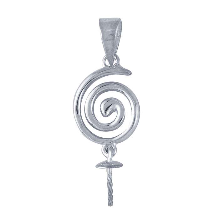 Sterling Silver Swirl Pearl Pendant Mounting
