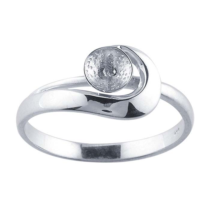 Sterling Silver Rhodium-Plated Pearl Ring Mounting