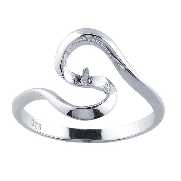 Sterling Silver Swirl Pearl Ring Mounting