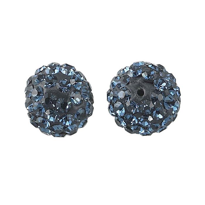 Handcrafted Clay 8mm Round Montana Crystal-Set Bead