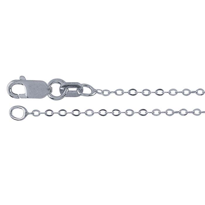 Sterling Silver RhodiumPlated Flat Oval Cable Chains