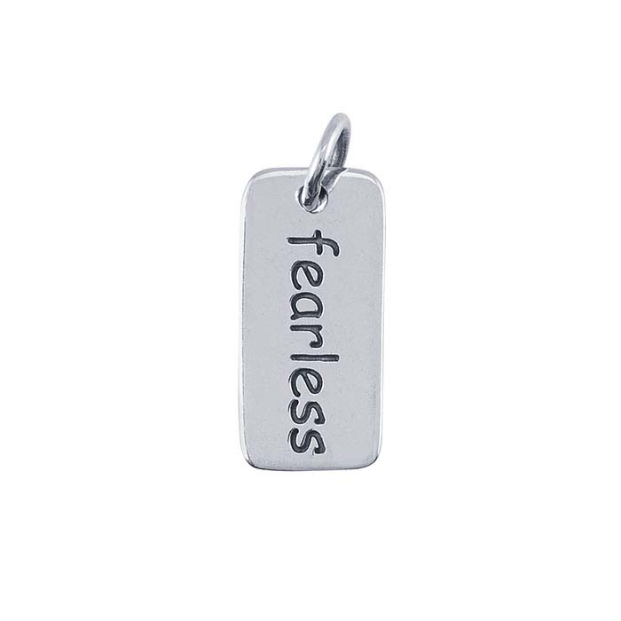 Sterling Silver "Fearless" Rectangle Charm