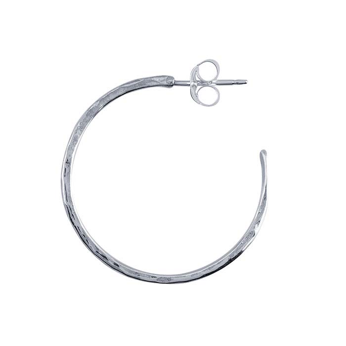 Sterling Silver Hammered Hoop Earring