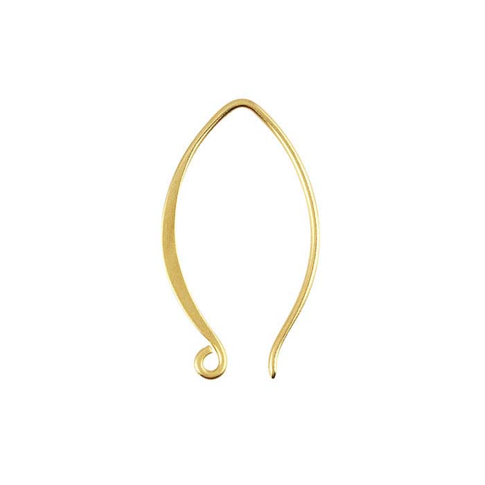 24K Heavy Yellow Gold-Plated Sterling Silver Marquise Ear Wire with Loop