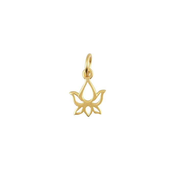24K Heavy Yellow Gold-Plated Sterling Silver Lotus Blossom Charm