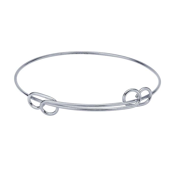 Sterling Silver Charm Holder Bangle Bracelet Sterling Silver Expandable Charm Holder Bangle Bracelet