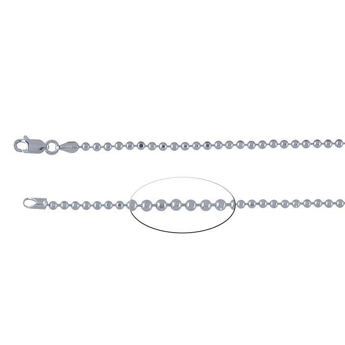 Sterling Silver 1.8mm DiamondCut Bead Chain