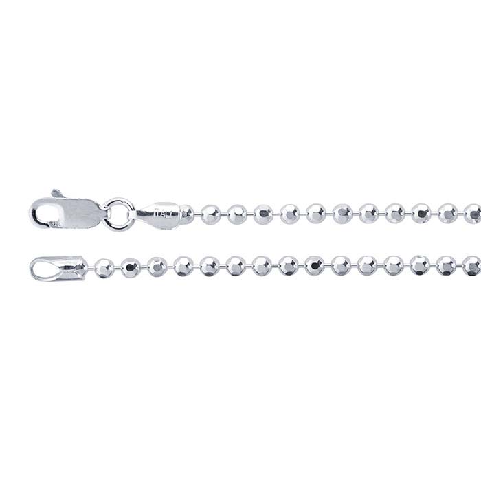 Sterling Silver 2.5mm Diamond-Cut Bead Chain