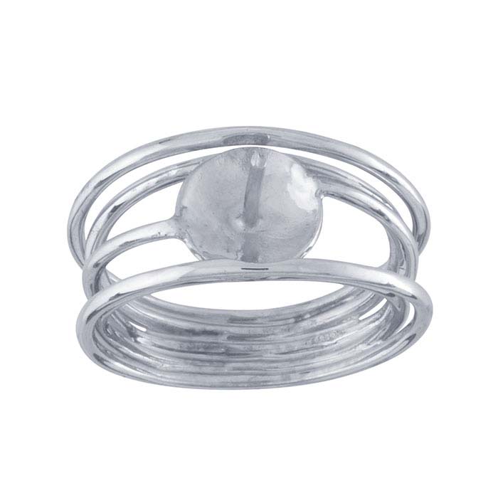 Sterling Silver Rhodium-Plated 5-Wire Pearl Ring Mountings