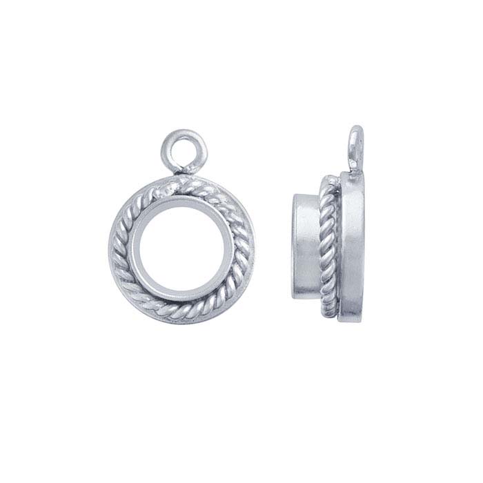 Sterling Silver 4mm Round Rope-Edge Cabochon Component Mounting