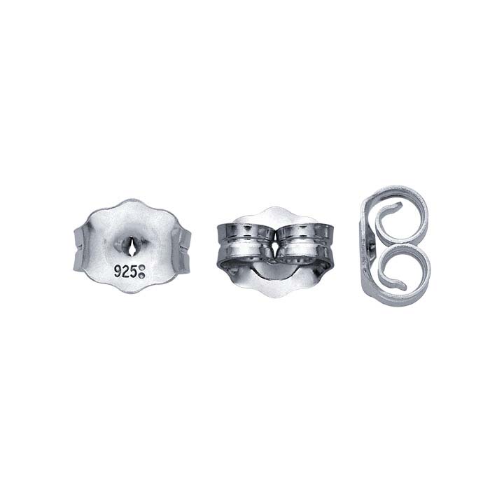 Sterling Silver Rhodium-Plated Friction Ear Nuts