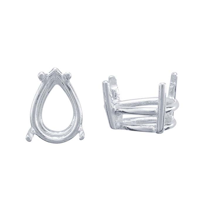 Sterling Silver Pear ReadySet™ Basket 4-Prong Settings