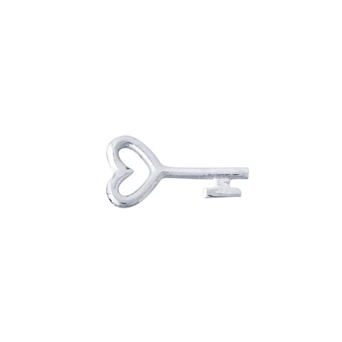 Sterling Silver Heart Key Component for Floating Glass Lockets