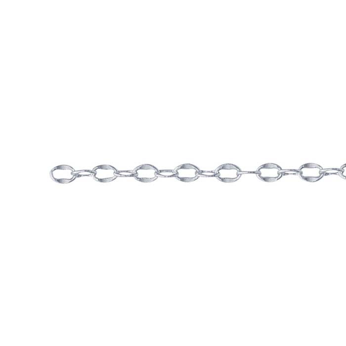 Sterling Silver Dapped Flat Oval Cable Chains