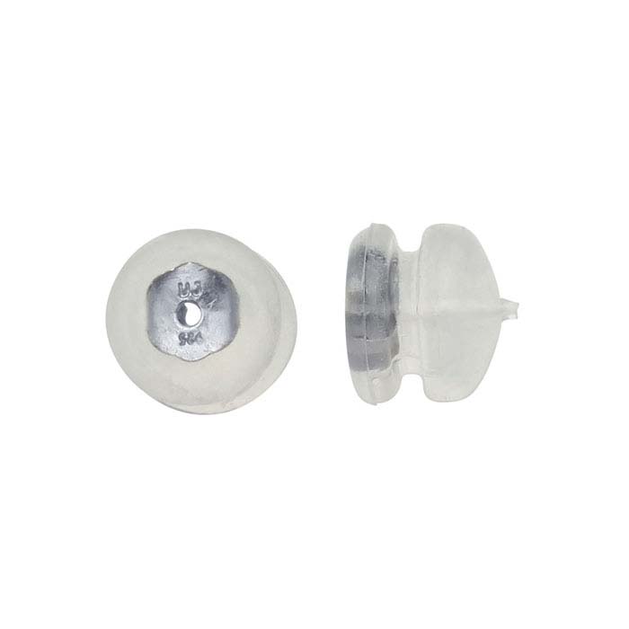 Sterling Silver Silicone-Covered 6mm Mushroom-Style Friction Ear Nut Pair