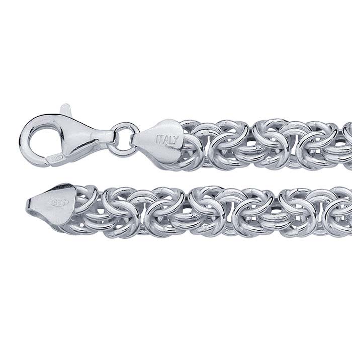 Sterling Silver 8mm Oval Byzantine Chain Bracelet