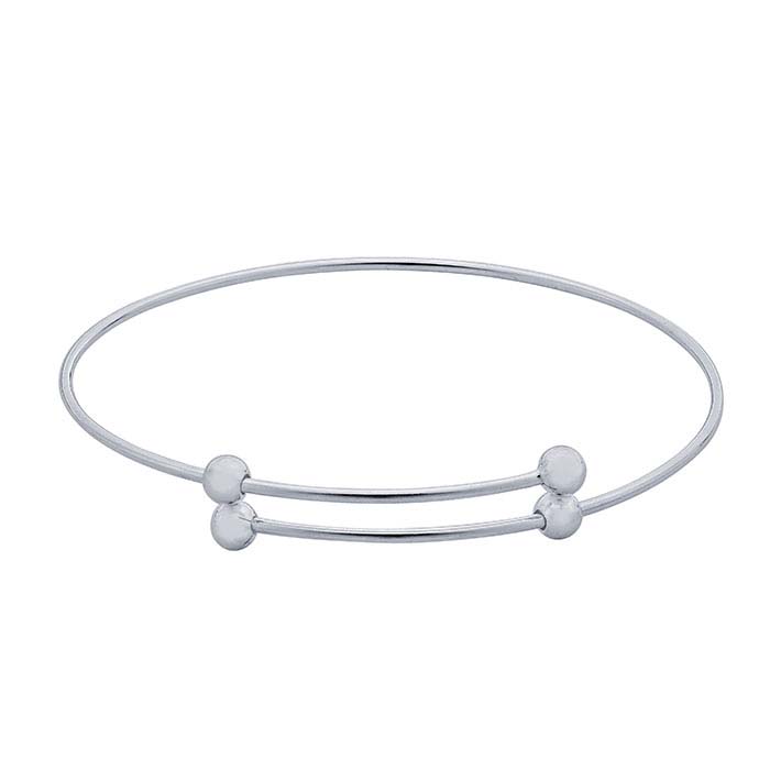 Sterling Silver Expandable Bangle Bracelet with Ball Ends