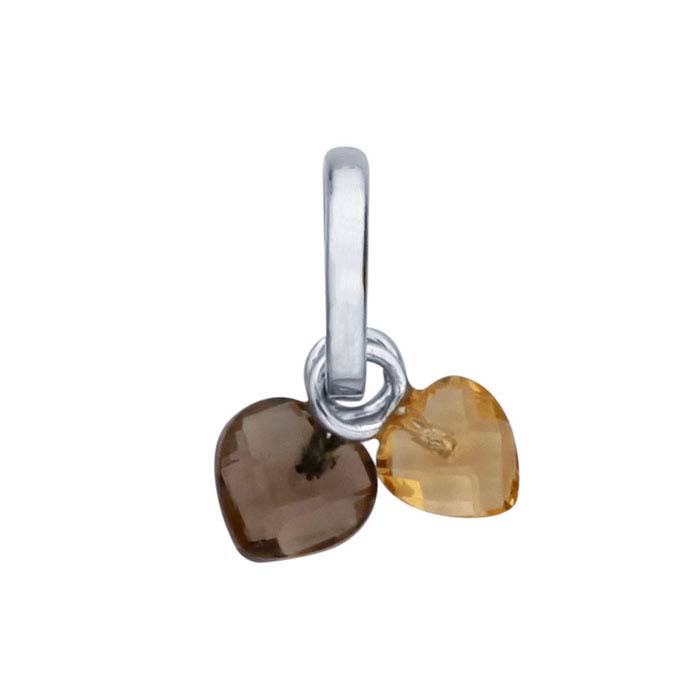 Sterling Silver Dual Topaz and Citrine Hearts Pendant