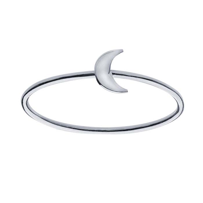 Sterling Silver Crescent Moon Accent Stackable Rings