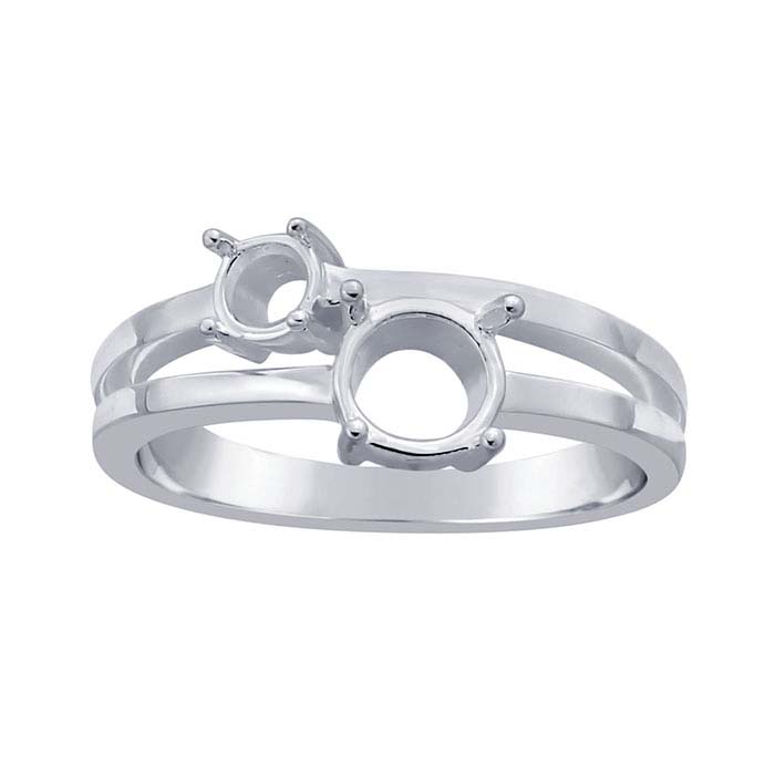 Sterling Silver Split-Shank Two-Stone Ring Mountings