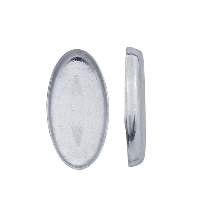 Sterling Silver 14 x 7mm Elongated Oval Bezel Cup Setting