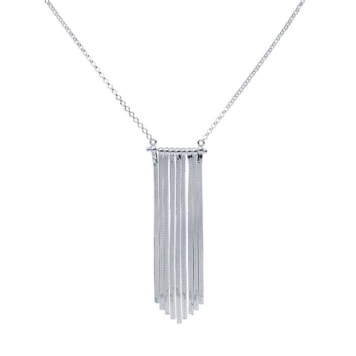 Sterling Silver Festoon Necklace with Flat Chain Graduated Tassel