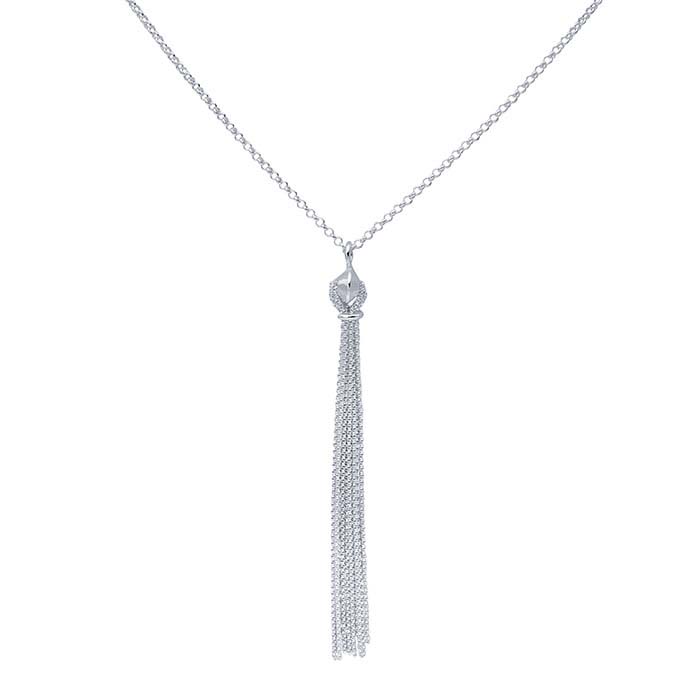 Sterling Silver Necklace with Chain Tassel Pendant