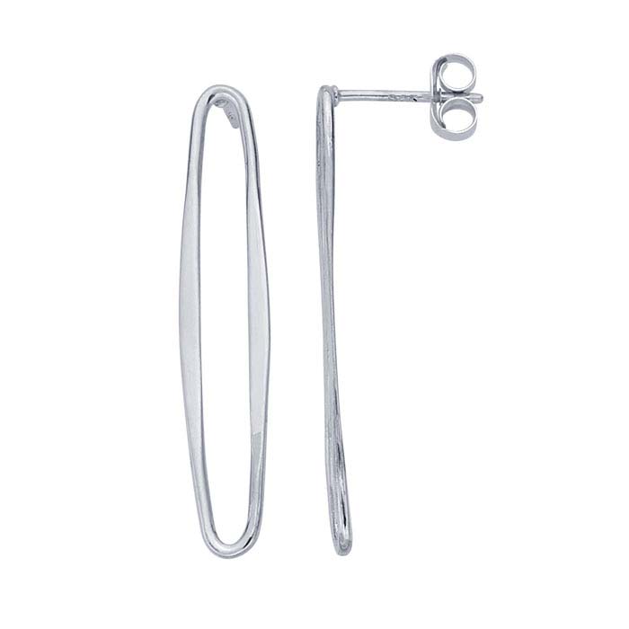 Sterling Silver Open Long Oval Post Earrings
