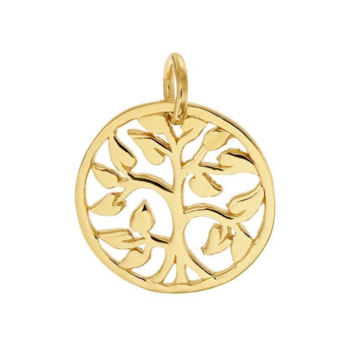 14K Heavy Yellow Gold-Plated Sterling Silver "Tree of Life" Charm