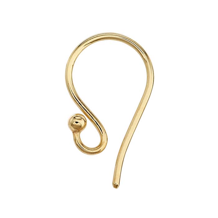 14K Heavy Yellow Gold-Plated Sterling Silver Ear Wire with Loop and Ball End