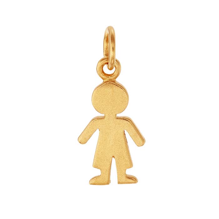 24K Heavy Yellow Gold-Plated Sterling Silver Boy Silhouette Cut-Out Charm