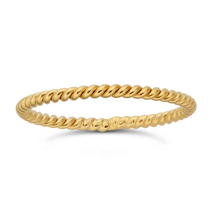 24K Heavy Yellow Gold-Plated Sterling Silver Twist Bands