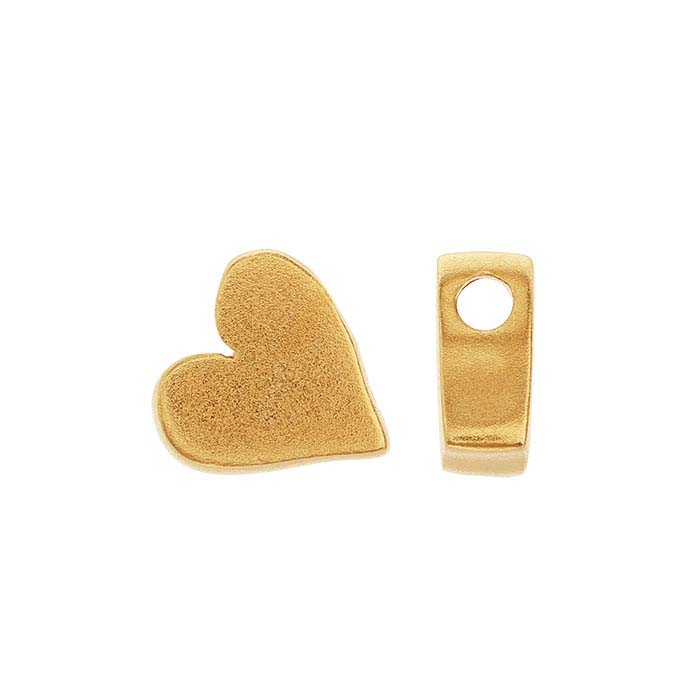 24K Heavy Yellow Gold-Plated Sterling Silver 7.4mm Heart Bead