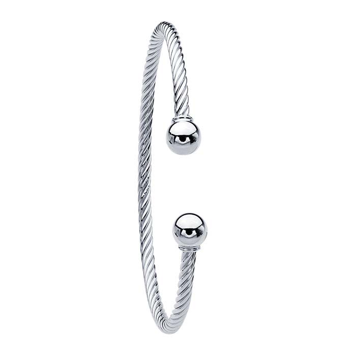 Sterling Silver Twist-Wire Cuff Bracelets with Removable Ball Ends