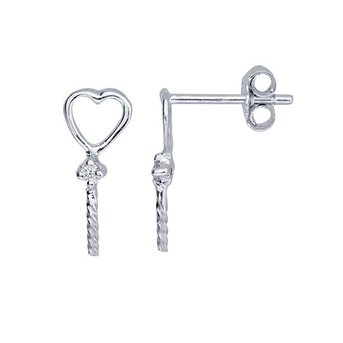 Sterling Silver Rhodium-Plated Heart & CZ Pearl Post Earring Mounting