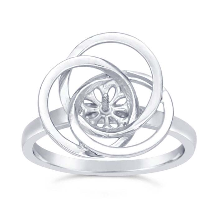 Sterling Silver Rhodium-Plated Love-Knot Pearl Ring Mountings