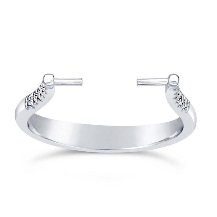 Sterling Silver Rhodium-Plated CZ-Set Open-Shank Pearl Ring Mountings