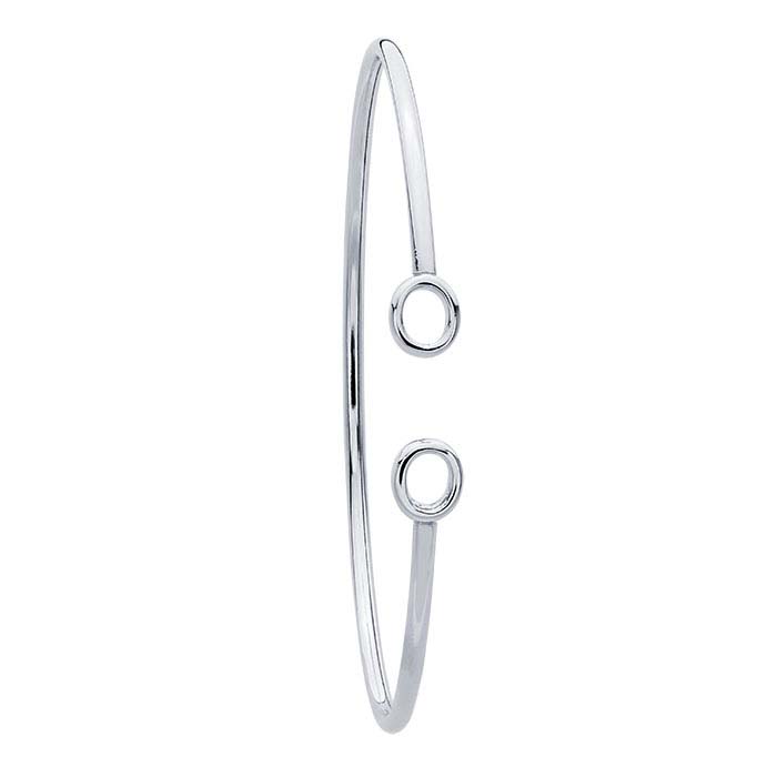 Sterling Silver 2mm Flex Tube Double-Circle Cuff Bracelet