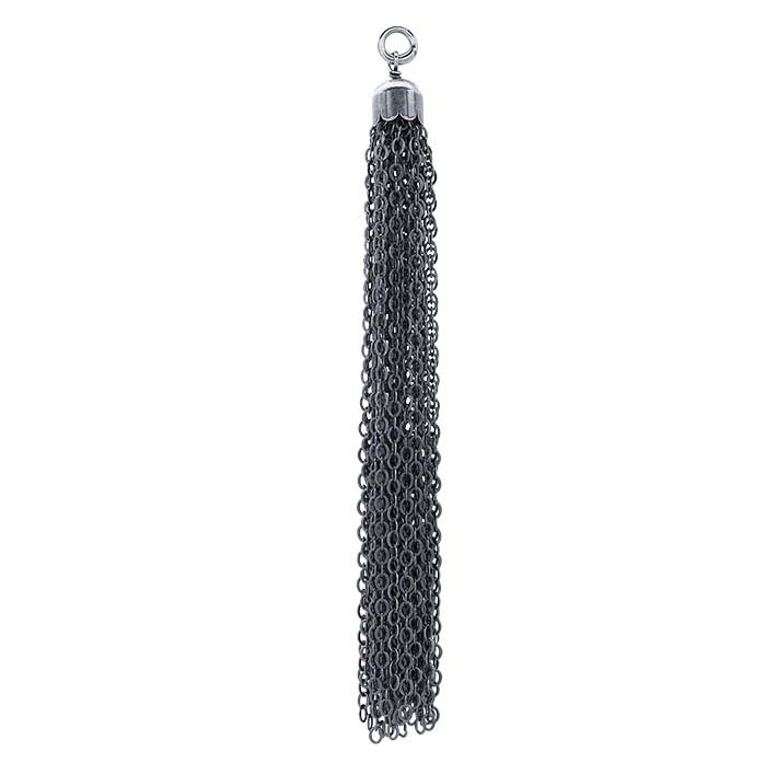 Sterling Silver Oxidized Cable Chain Tassel Component