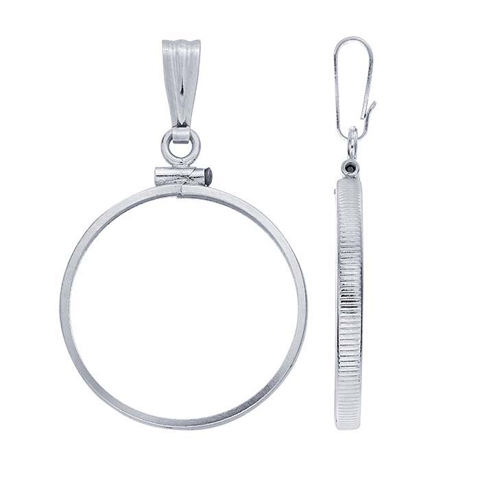 Sterling Silver Coin-Edged Quarter Coin Pendant Mounting
